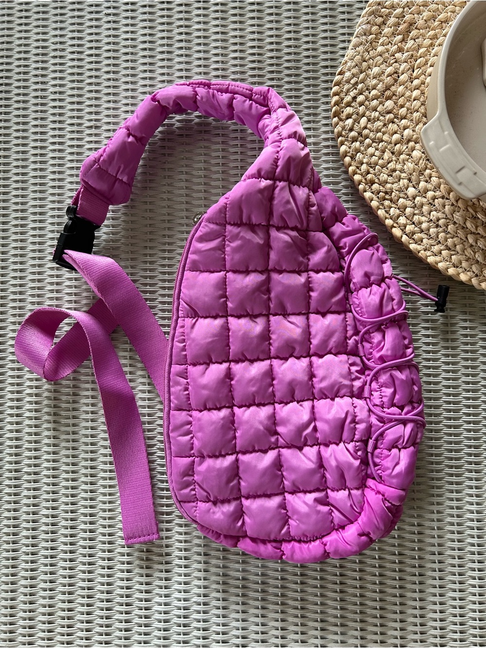 Quilted Sling Crossbody Bag - Pink